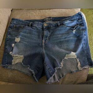 Torrid Blue Distressed Jean Shorts